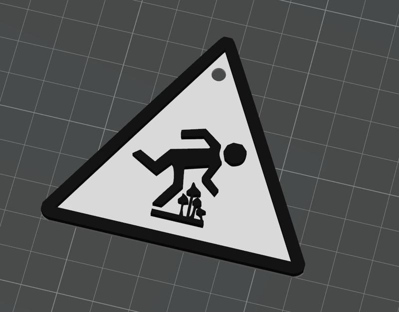 tripping hazard signs with shrooms