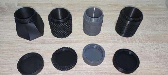 Cans with screw-on lids of different designs