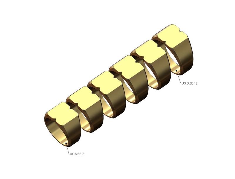 Blank top carved square signet ring US sizes 7to12 3D print model