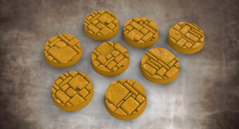25mm diameter dungeon flagstone bases set 1 (8x bases)