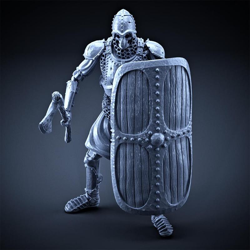 Skeleton - Heavy Infantry - Axe + Square Shield - Idle Pose