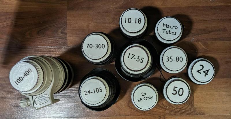 Canon EF and EF-S labelled back caps