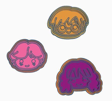 Harry Potter Trio Cookie Cutter Pack STL - Harry, Ron & Hermione Biscuit Cutters for 3D Printing