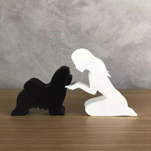 Girl and her Maltese -straight hair- for 3D printer or laser cut