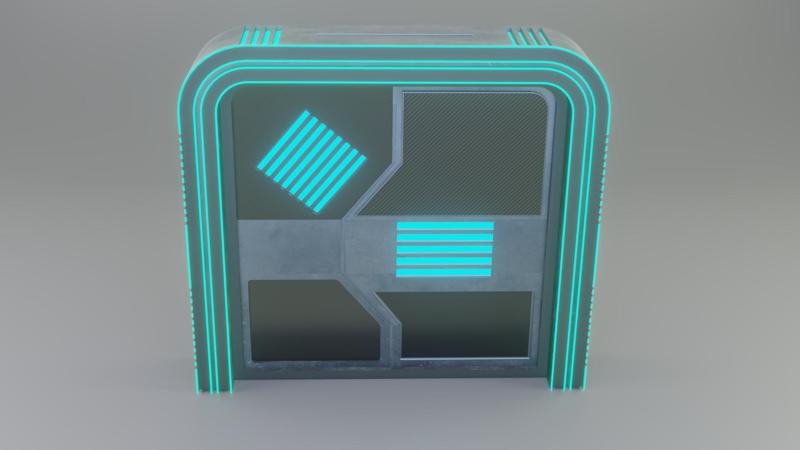 Futuristic Sci-fi low poly gate fully rigged and animated ready to use in Games