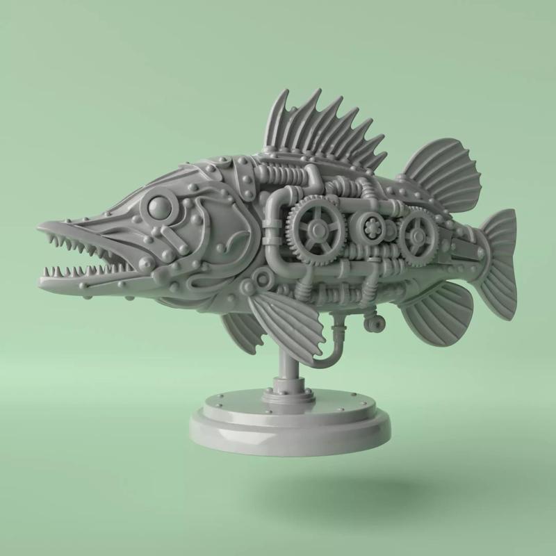 Iron Pike Steampunk Pike Fish Sculpture