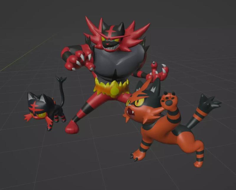 Litten Torracat and Incineroar