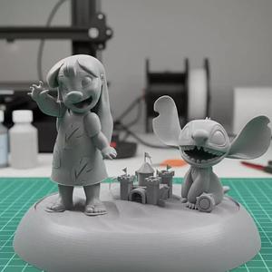 Lilo and Stitch Beach Diorama STL - 3D Printable Disney Fan Art