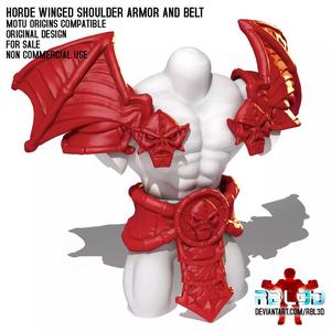 Horde winged shoulder armor and belt motu compatible