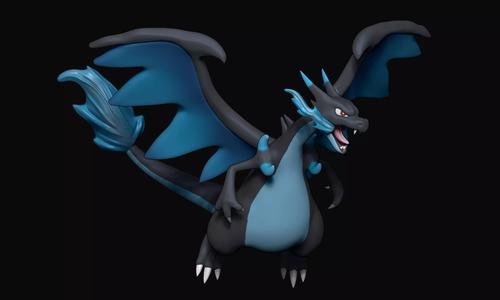 Pokemon - Mega Charizard X with cuts and as a whole