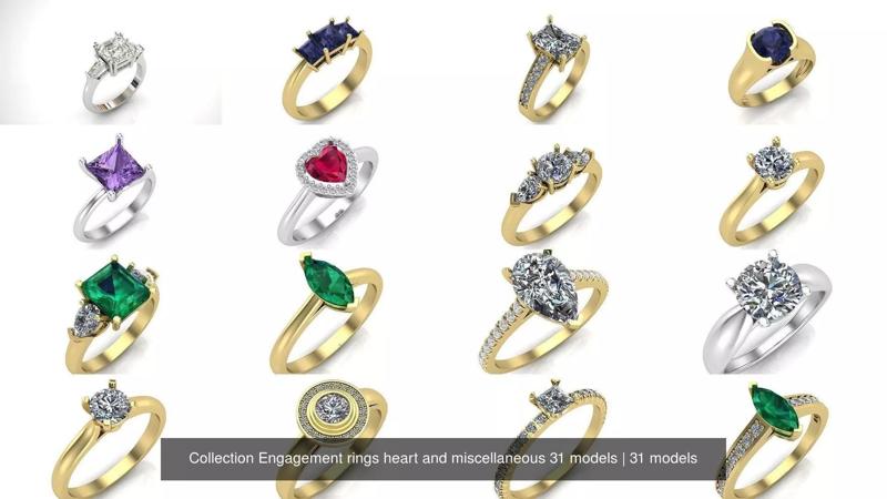 Collection Engagement rings heart and miscellaneous 31 models