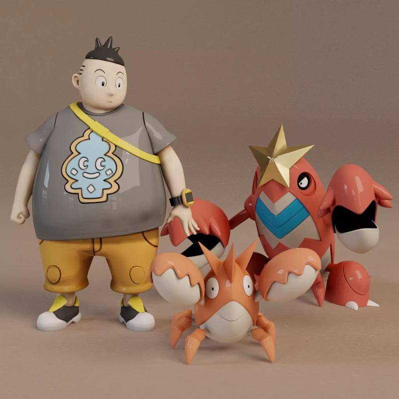 Pokemon 341 Corphish 342 Crawdaunt  npc Tierno   3d print model