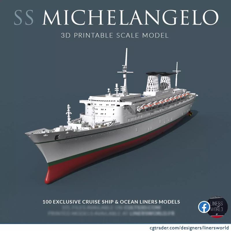 SS MICHELANGELO Italian ocean liner print ready model
