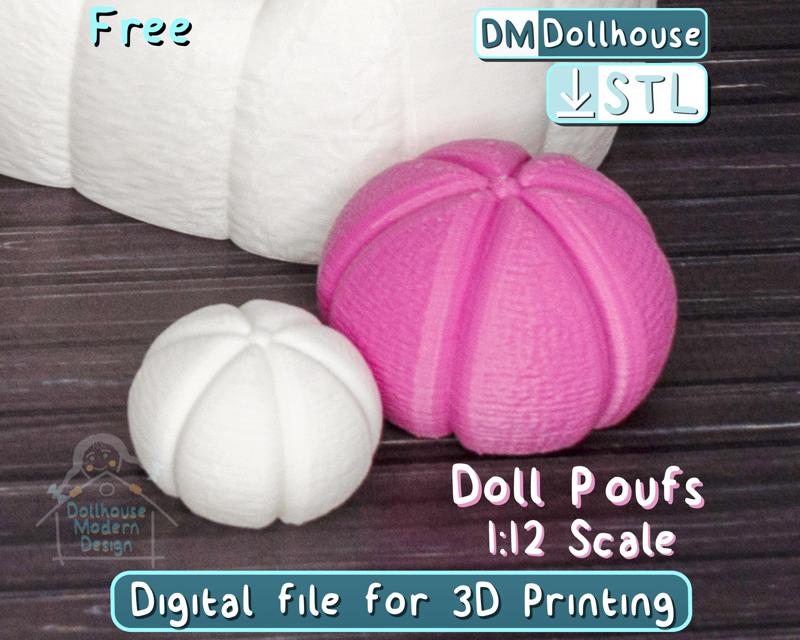 DOLLHOUSE  POUFS - 1:12 SCALE MINIATURE MODERN FURNITURE FOR DOLLS