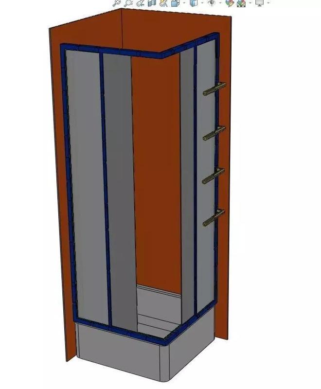 cabine de douche en coin avec ouverture en angle