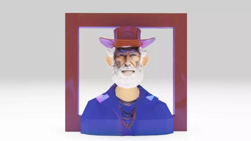 Great Grandfather 3D Illustration Cowboy Lowpolys STL