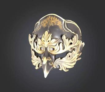 Dark Bird Prom Face Mask - Animal Dark Bird Embroidered Mask