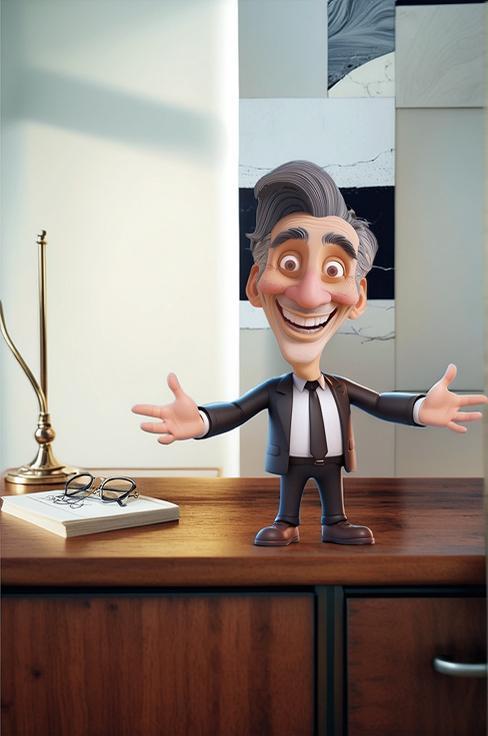 Fun 3D cartoon illustration of an Indian Old Man