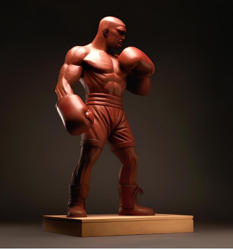 Boxing, boxer, Fun 3D cartoon illustration, A man with a potbellied belly, a fatherly man