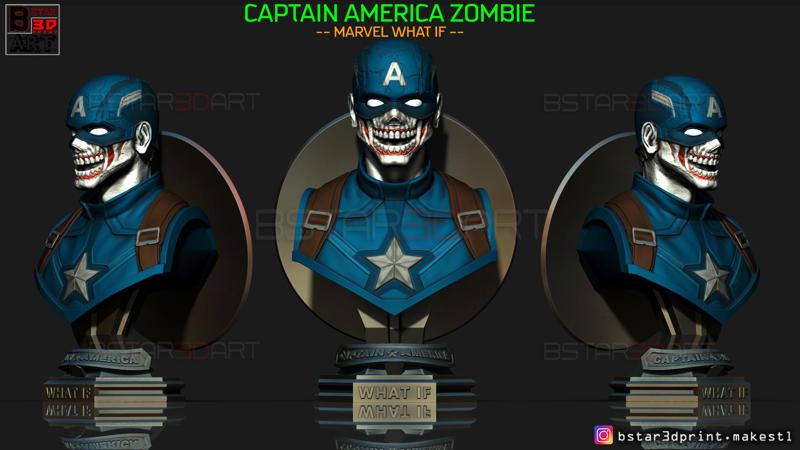 Zombie Captain America Bust - Marvel What If Comics 3D print model