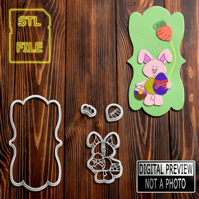 CORTANTE DE GALLETAS - MARCO CON CONEJITO DE PASCUA MODEL