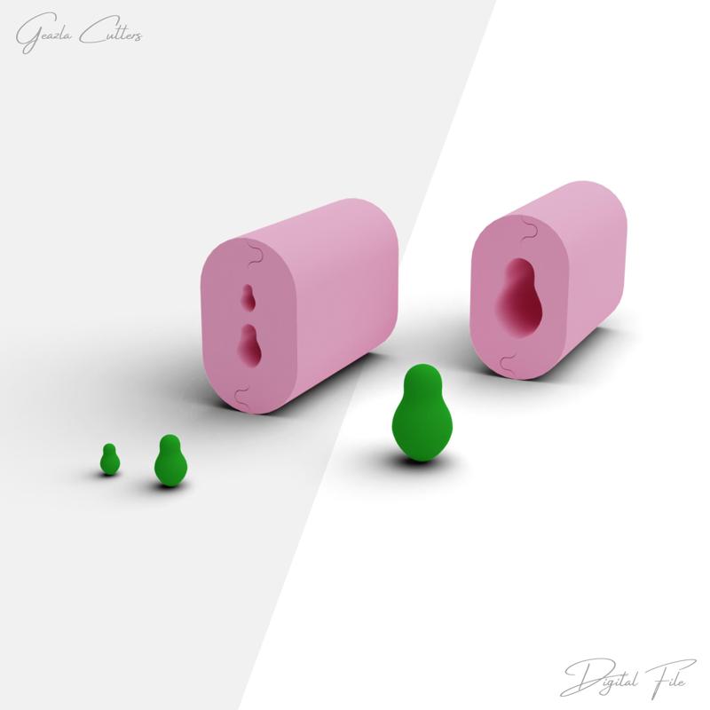 Papaya Fruit Bead Roller For Polymer Clay, Papaya Shape Bead Making Tool, Polymer Clay Tool, 3 Sizes Included, Digital STL File, No: 742