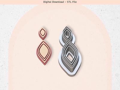 Abstract Earrings Shape 08 Clay Cutter for Polymer Clay | Digital STL File | Clay Tools | 5 Sizes Summer Clay Cutters, 2 Cutter Versions