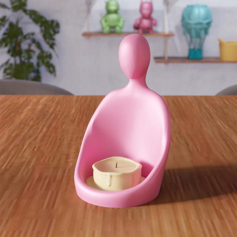 3D Tea Light Holder Woman Figure STL File – 313