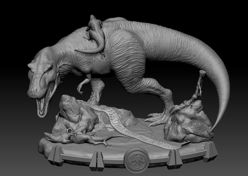 Jurassic Park T-Rex vs Raptors final battle diorama