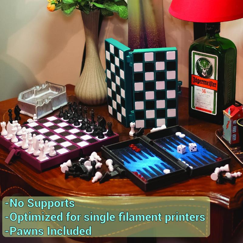 Chess / Backgammon Foldable Portable Board (Pawns Included)
