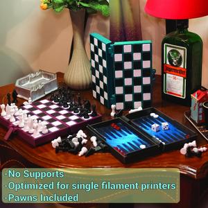 Chess / Backgammon Foldable Portable Board (Pawns Included)
