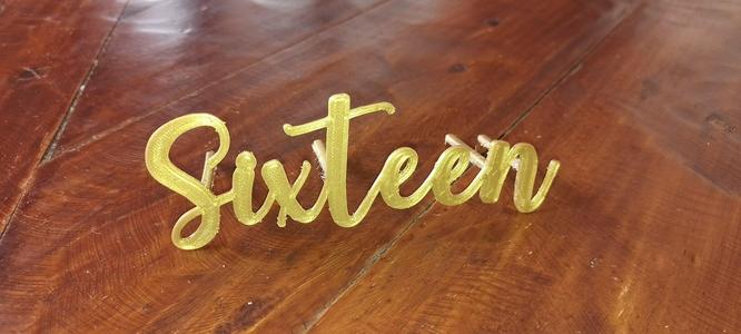 Cake front topper - Sexteen