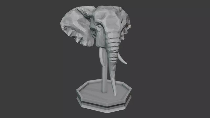 Low poly elephant Head