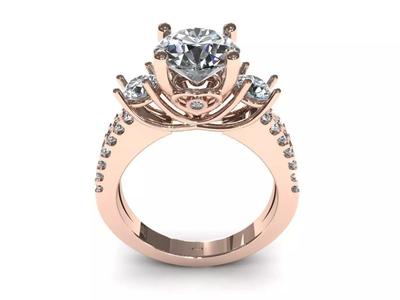 Three Diamond Pave Ring