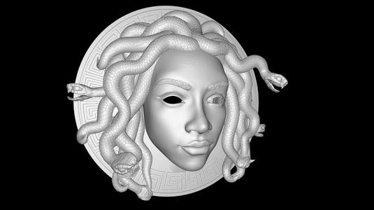 Medusa Gorgon Wall Medallion — Greek Key Relief (STL)