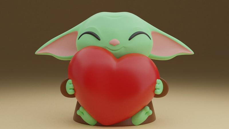Baby yoda valentine figure