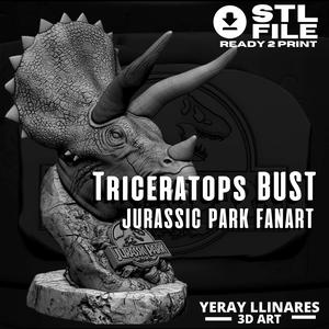 TRICERATOPS JURASSIC PARK FANART SCULPTURE BUST