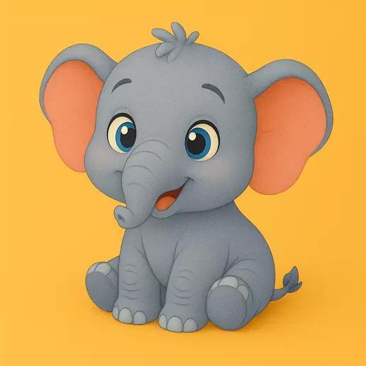 Cute Baby Elephant STL Cartoon 3D Printable Figurine