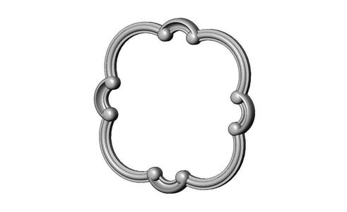Rounded square carved detailed corner scroll arc frame relief