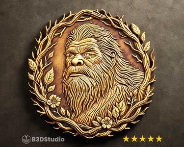 BigFoot Relief High Detail 3D Model: CNC Laser & 3D Print STL File + 4K TIF Grayscale Image
