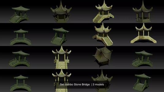 Set combo Stone Bridge  3D Model Collection