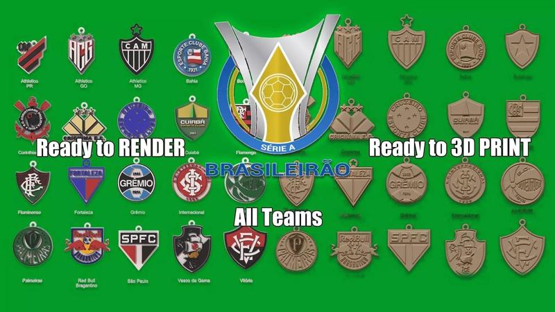 Brasileirao All teams Printable and Renderable 3D logo shields