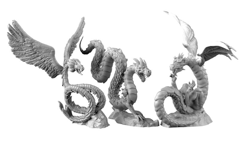 Wyrms three statues of dragons
