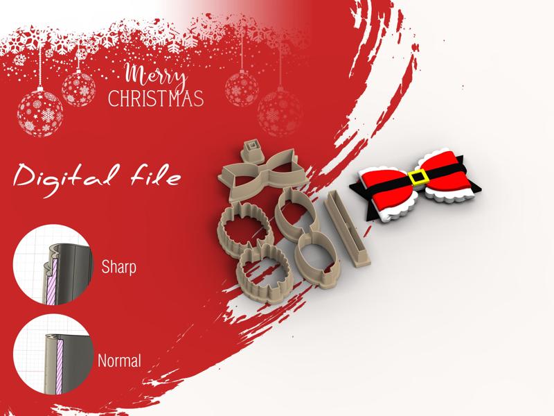 Santa Bow Template 1 Polymer Clay Cutter | Digital STL File | 3 Sizes | 2 Cutter Versions