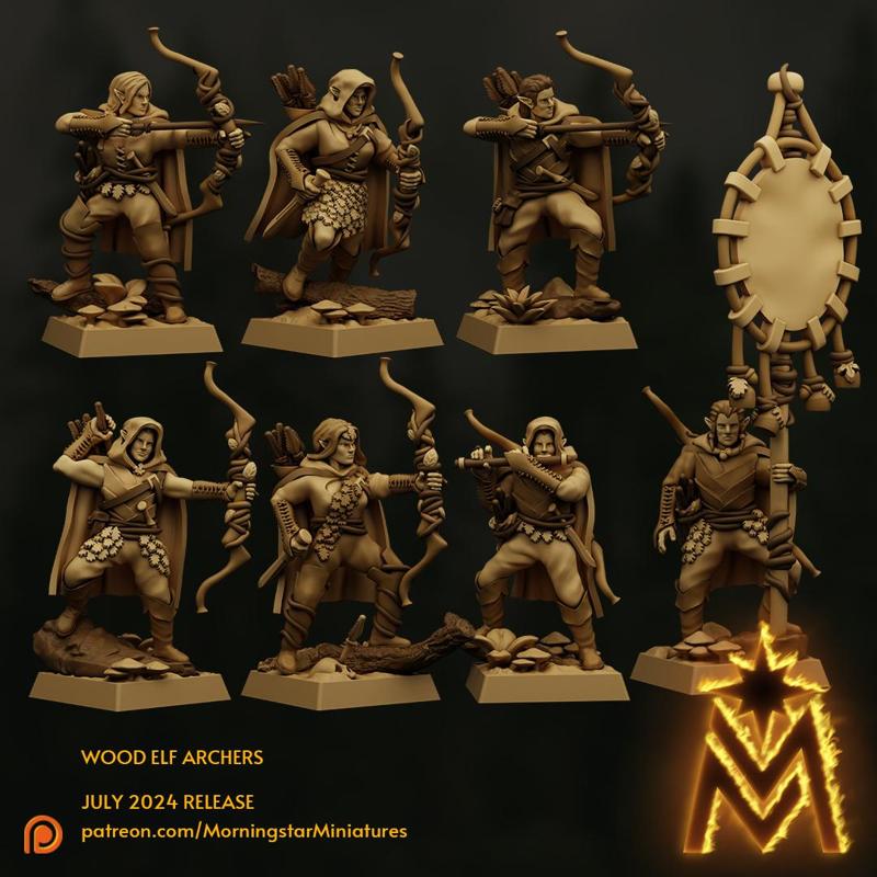 Wood Elf Archers | 32mm Scale Presupported Miniatures