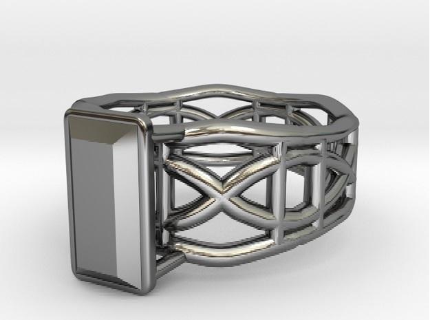 Tangentoidal Crown Curve Ring 17.53mm with Baguette Gem