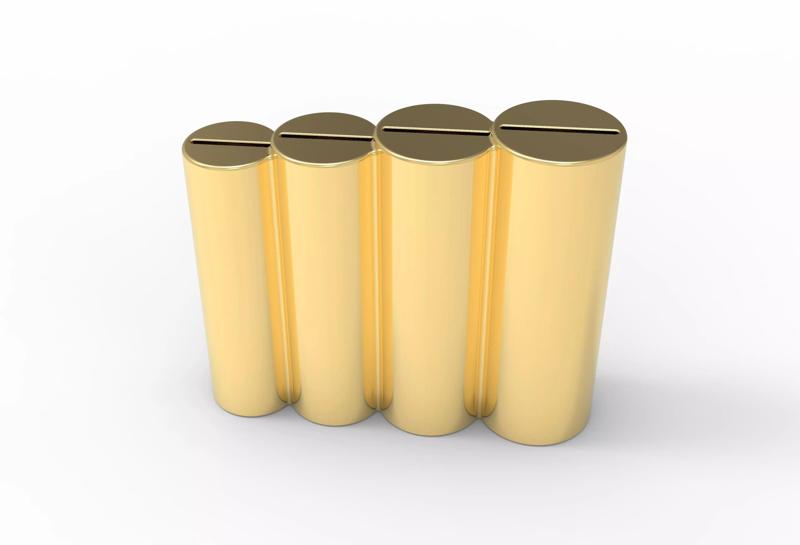 Coin-Piggy-Bank four gold cylinders