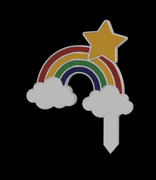 Rainbow clouds star cake topper