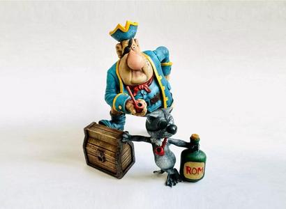 BILLY BONES WITH A PIRATE CAT for 3D printing STL