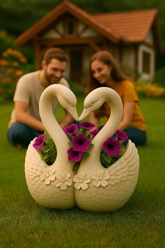 Swan Couple Planter STL – 3D Printable Symbol of Love, Peace & Harmony